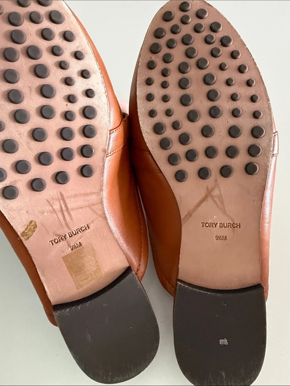 Tory Burch Brown Leather & Cream Canvas Buckle Mules